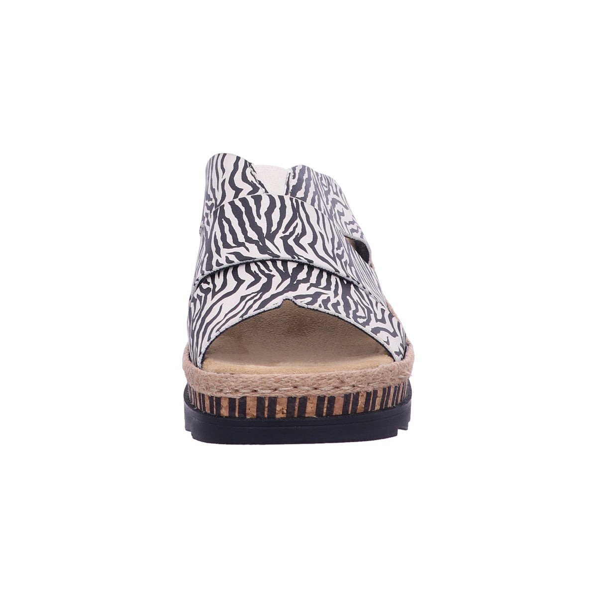 Rieker Pantolette V7989 in crema/schwarz