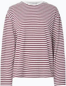 Pieces 17146655 T-Shirt langarm in beige-bordo