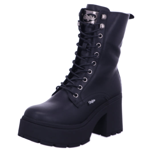 Buffalo Boot 1622615 MILA LACE UP MID in Schwarz