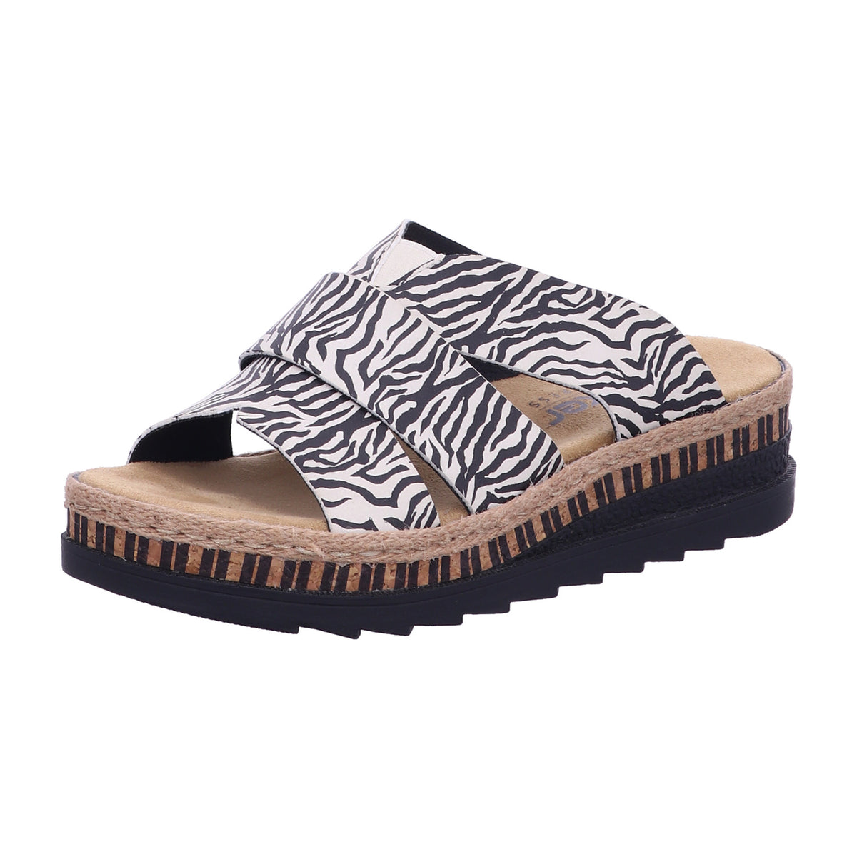 Rieker Pantolette V7989  in crema/schwarz