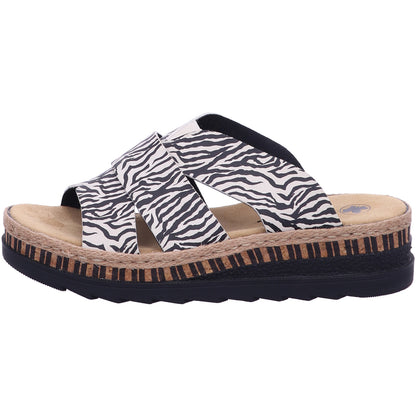 Rieker Pantolette V7989  in crema/schwarz