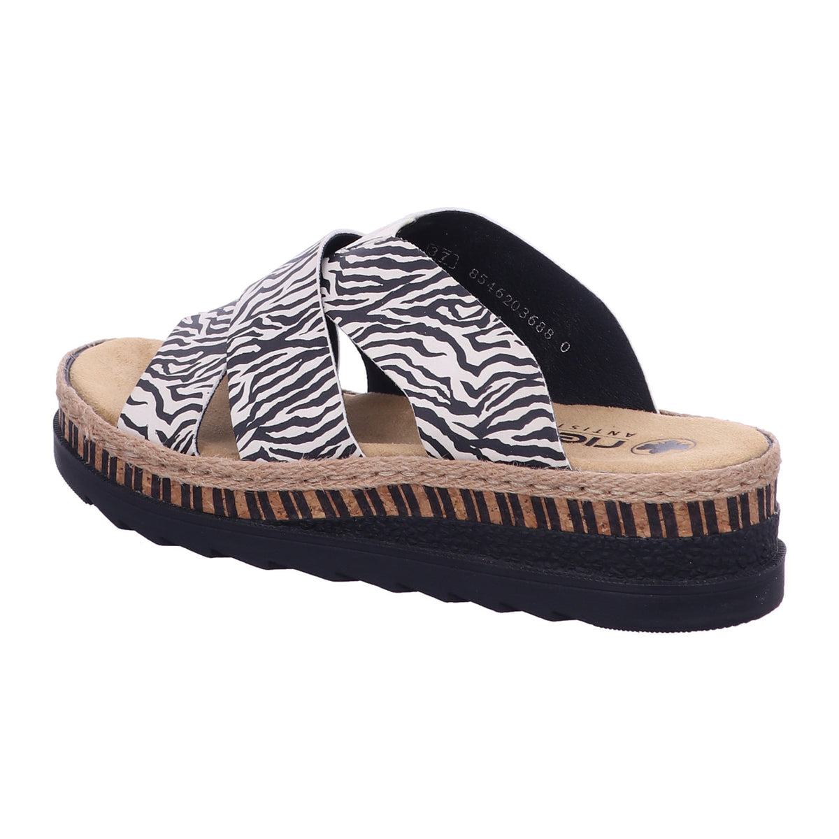 Rieker Pantolette V7989  in crema/schwarz