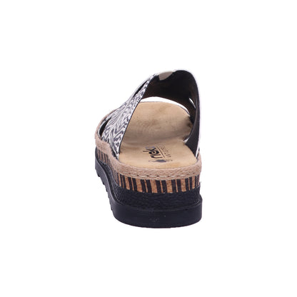 Rieker Pantolette V7989  in crema/schwarz