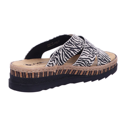 Rieker Pantolette V7989  in crema/schwarz