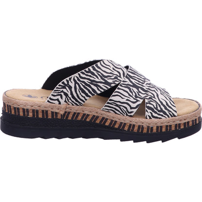 Rieker Pantolette V7989  in crema/schwarz