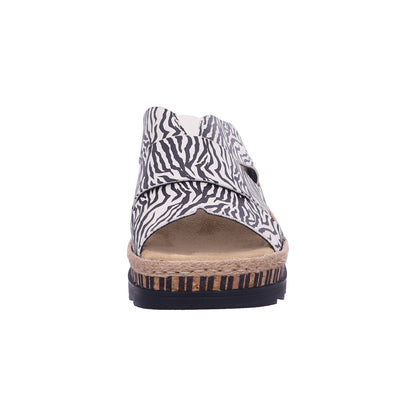 Rieker Pantolette V7989  in crema/schwarz