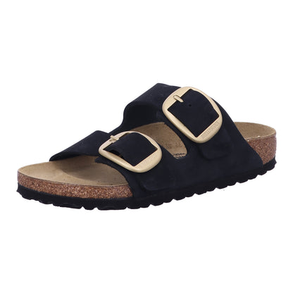 Birkenstock Pantolette 1023290 Arizona Big Buckle LENB Black (gold) in Schwarz
