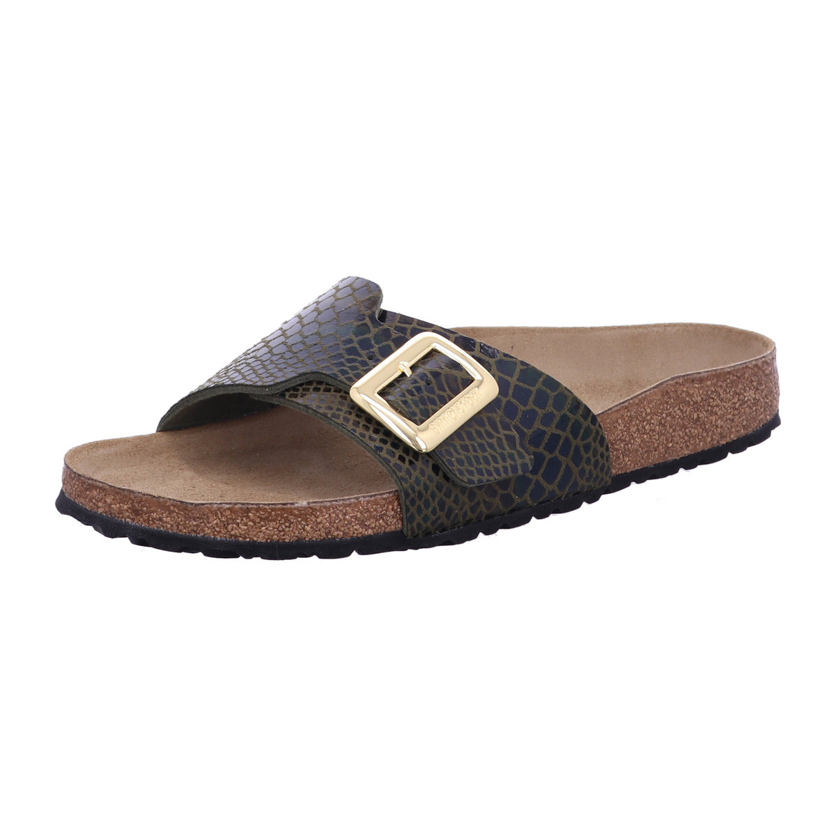 Birkenstock Pantolette 1030320 Catalina CB SYN Shiny Snake Sage in Braun