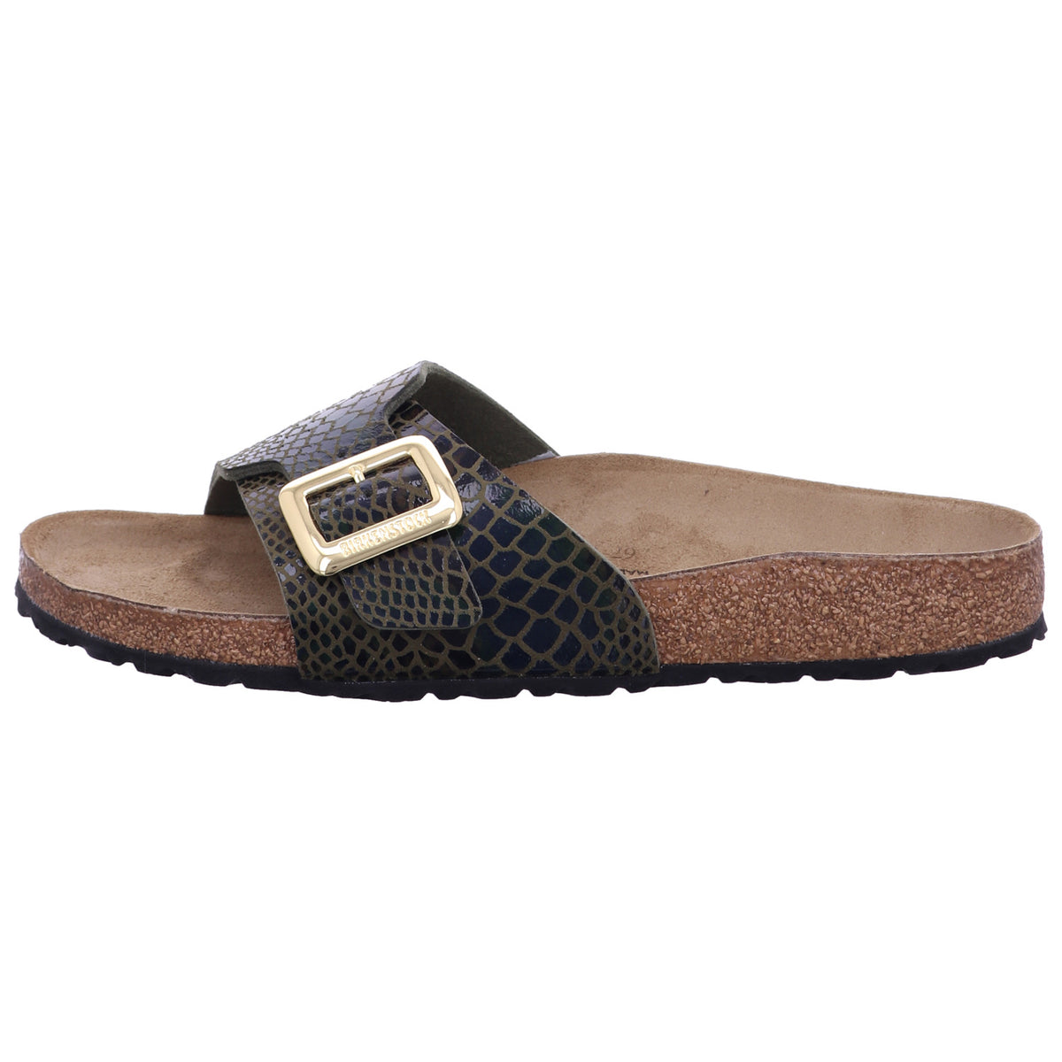 Birkenstock Pantolette 1030320 Catalina CB SYN Shiny Snake Sage in Braun