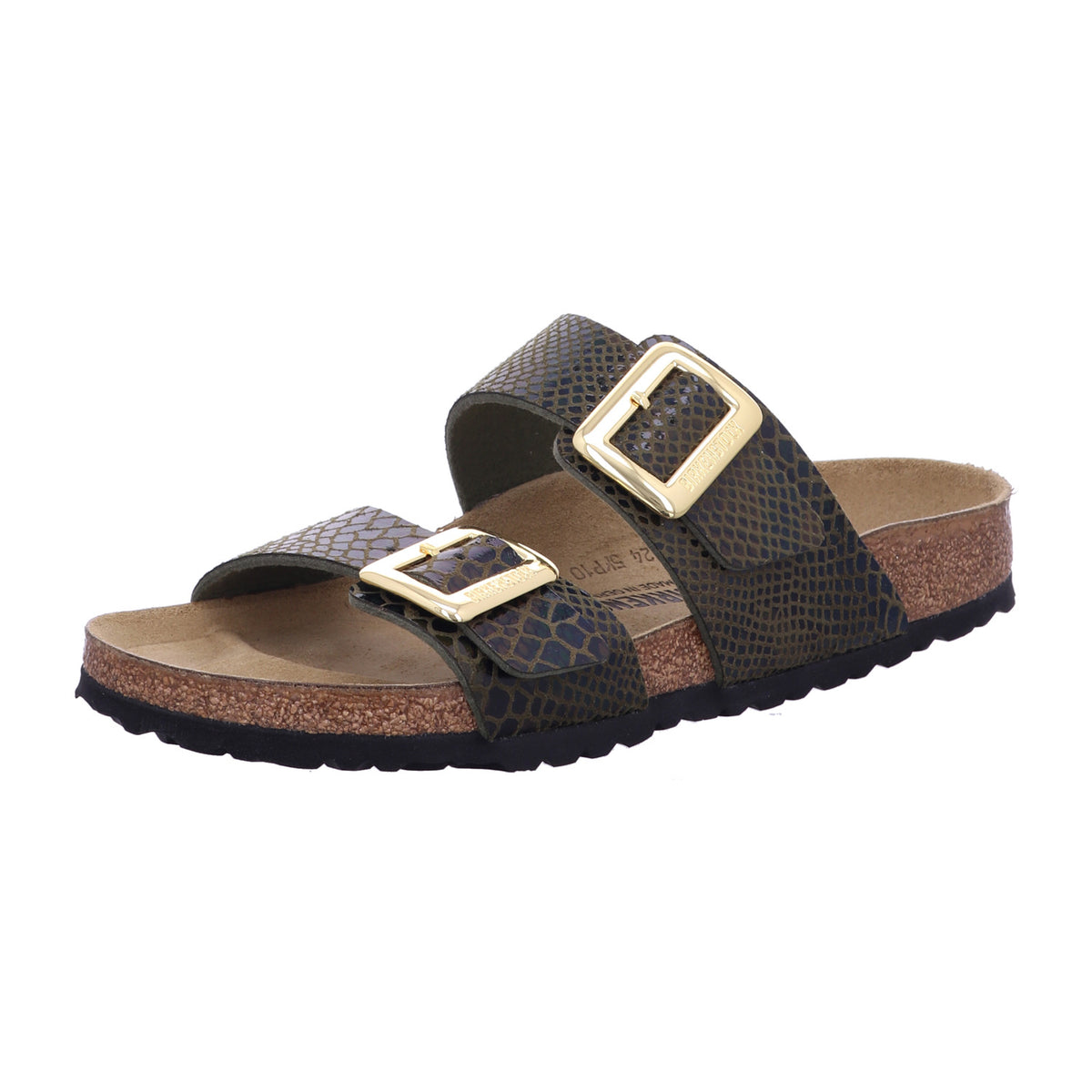 Birkenstock Pantolette 1030888 Sydney CB SYN Shiny Snake Sage in Braun