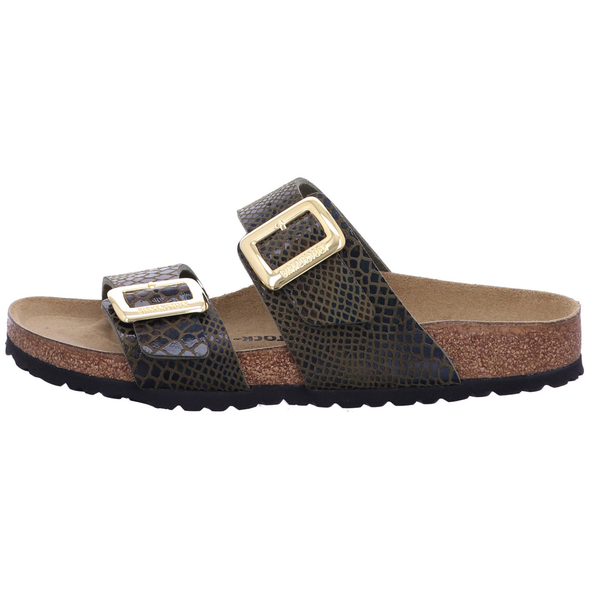 Birkenstock Pantolette 1030888 Sydney CB SYN Shiny Snake Sage in Braun