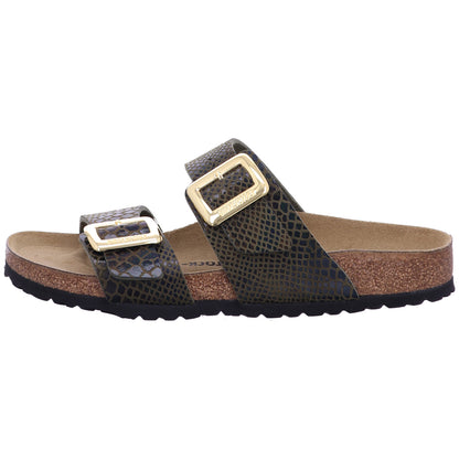 Birkenstock Pantolette 1030888 Sydney CB SYN Shiny Snake Sage in Braun