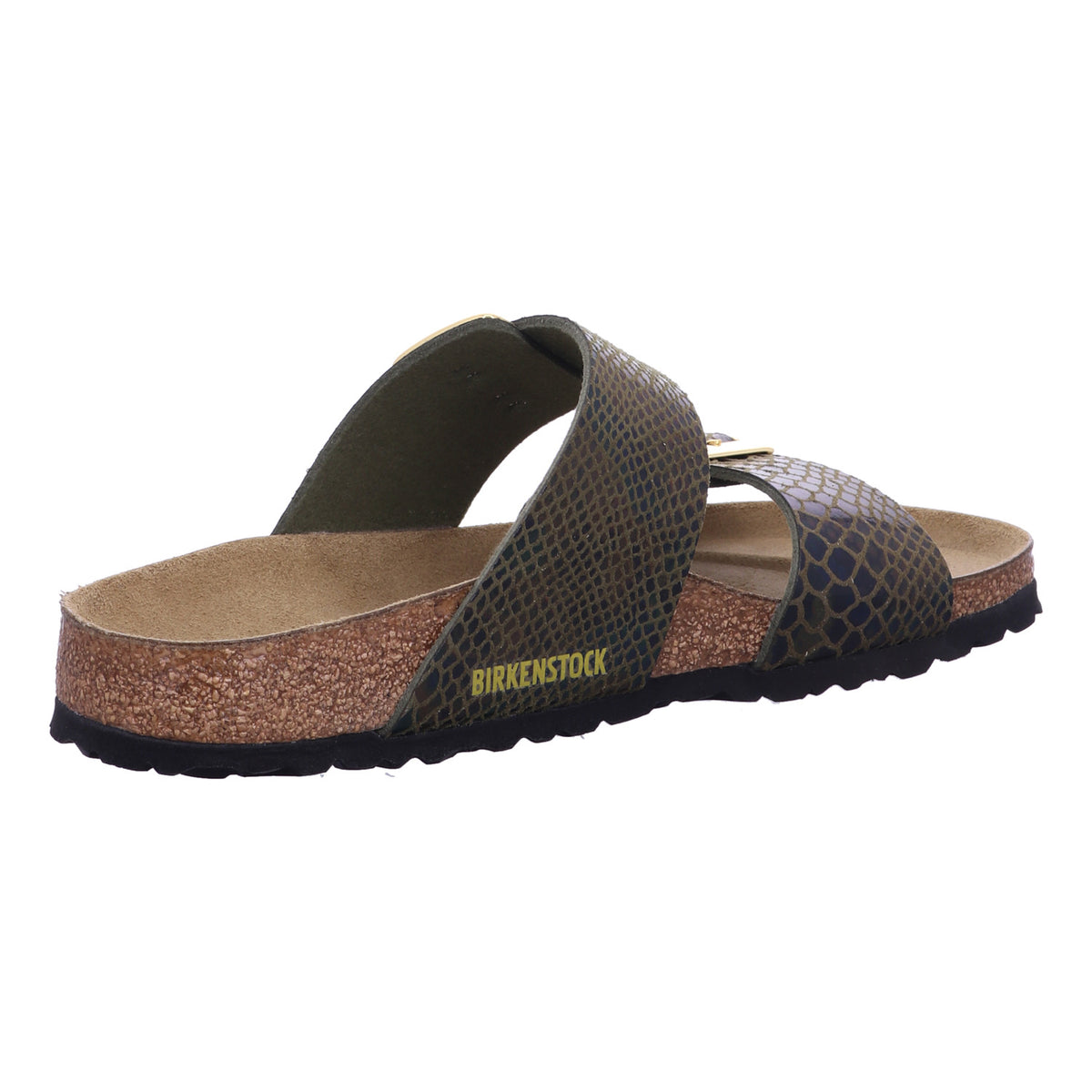 Birkenstock Pantolette 1030888 Sydney CB SYN Shiny Snake Sage in Braun