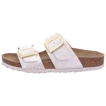 Birkenstock Pantolette 1030258 Sydney CB SYN Shiny Snake Cream in Beige