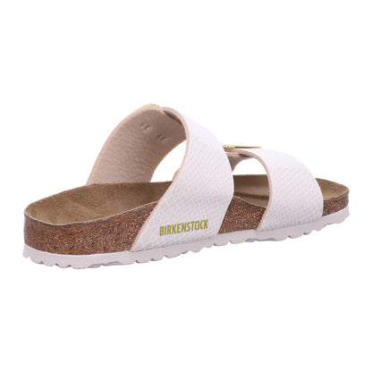 Birkenstock Pantolette 1030258 Sydney CB SYN Shiny Snake Cream in Beige