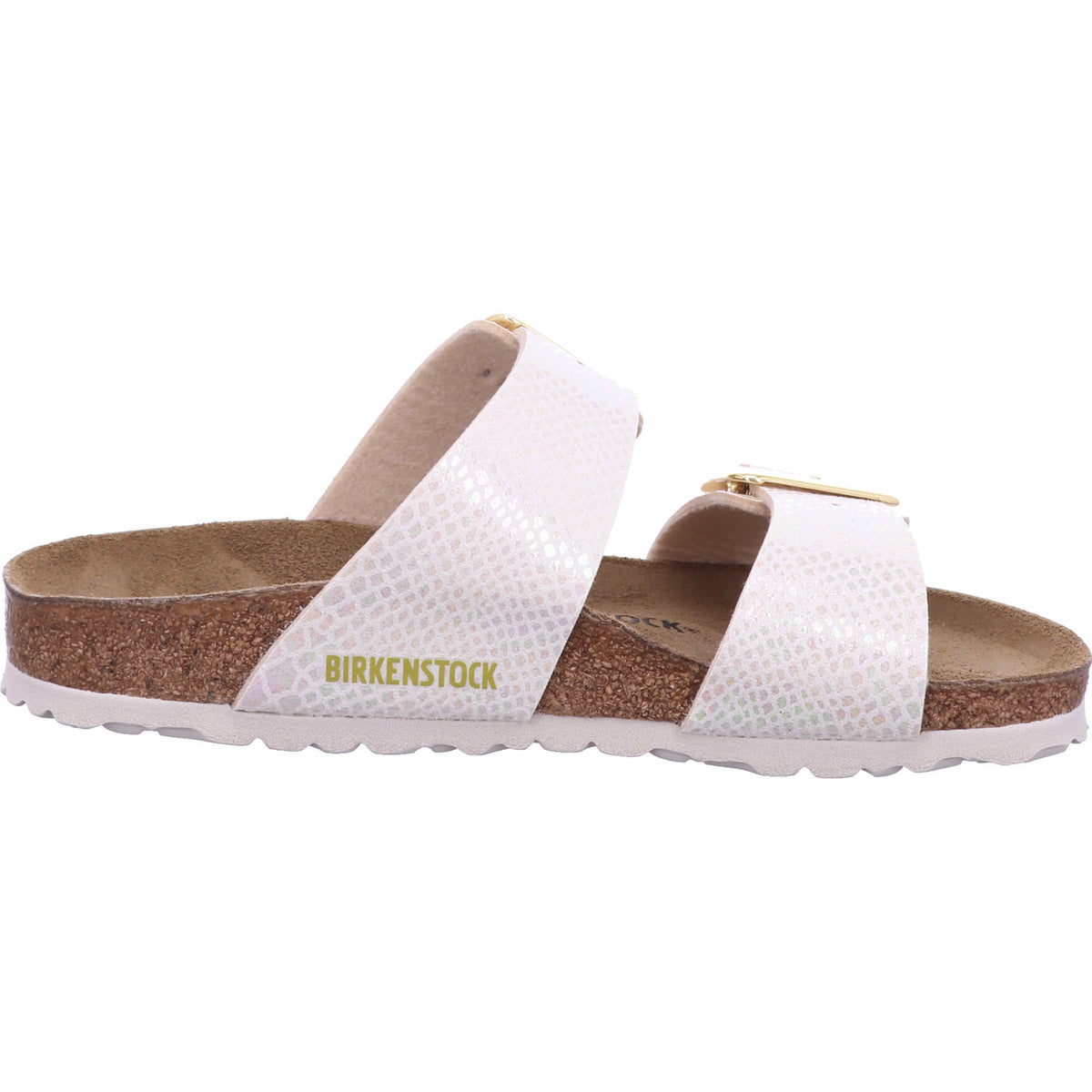 Birkenstock Pantolette 1030258 Sydney CB SYN Shiny Snake Cream in Beige