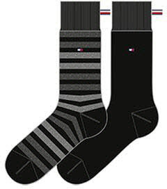 Tommy Hilfiger 472001001 200 TH MEN DUO STRIPE SOCK 2P black